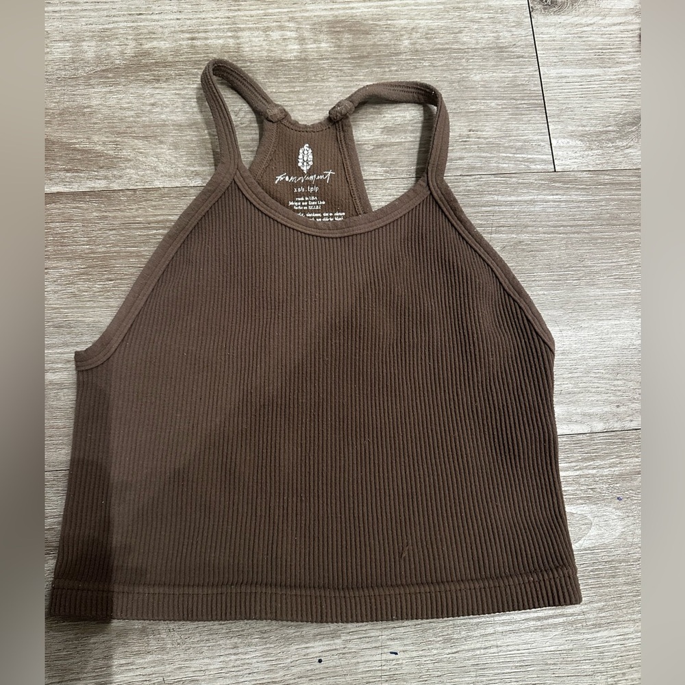 Free People Movement Brown Ribbed Crop Tank XS/S